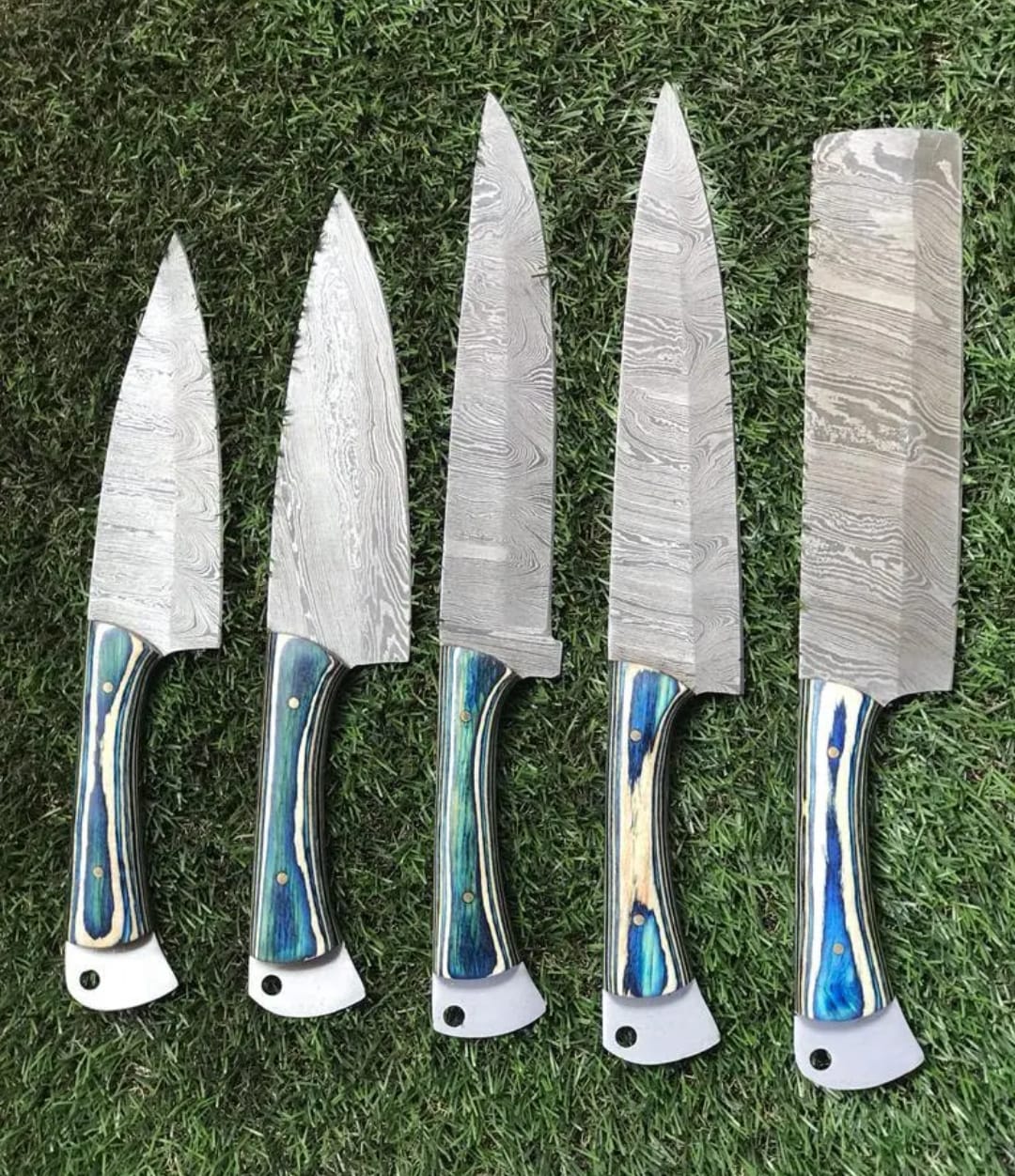 Custom Handmade Hand Forged Damascus Steel Chef Knife Setsjpeg