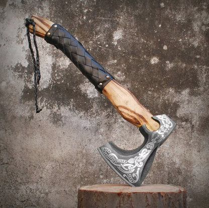 Custom Handmade Steel Tomahawk Axe Throwing Viking Hunting AxeSjpeg