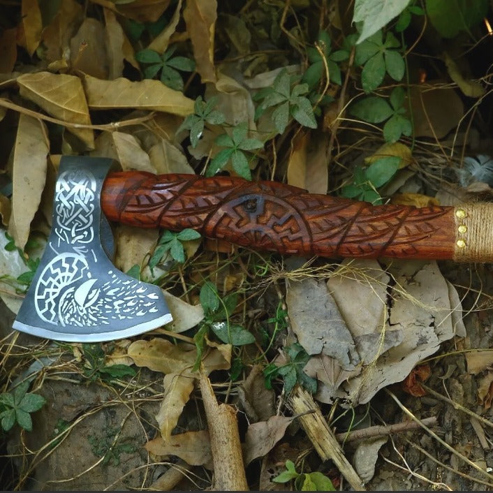 Handmade Steel Tomahawk Axe Integral Ball Hammer Hunting Axe