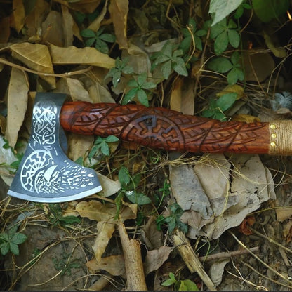 Handmade Steel Tomahawk Axe Integral Ball Hammer Hunting Axe
