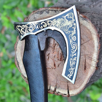 Hand Forged Carbon Steel Hatchet Tomahawk Hunting Viking Axe