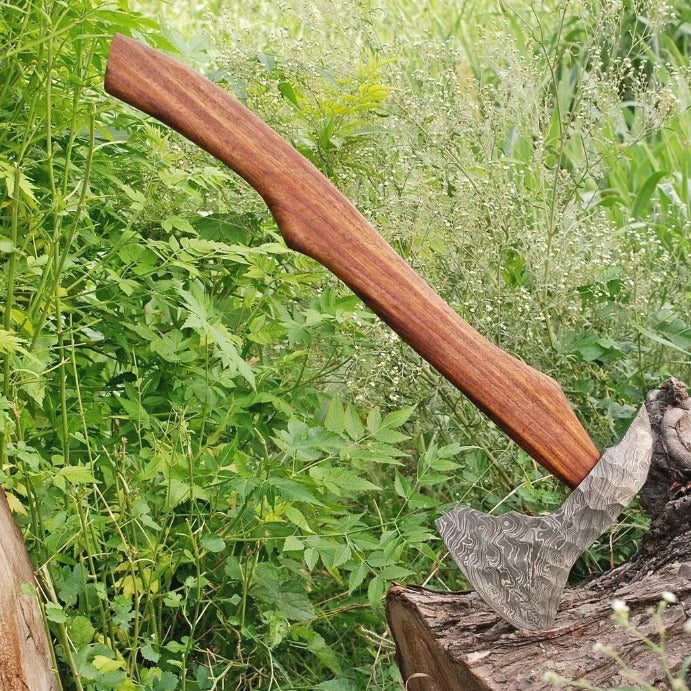 Hand Forged Damascus steel Hatchet Tomahawk Hunting Viking Axe