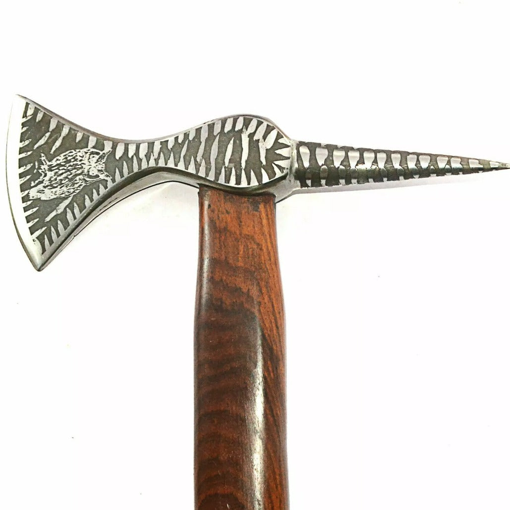 Doublehead HandForgedDamascusSteelTomahawkVikingAxejpeg