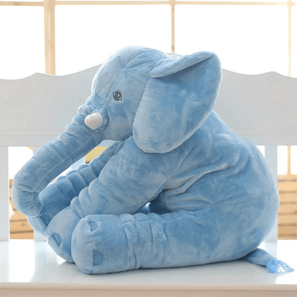 Plush Elephant Pillow Blue