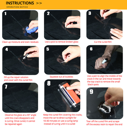 Quick DIY windshield repair liquid for cars