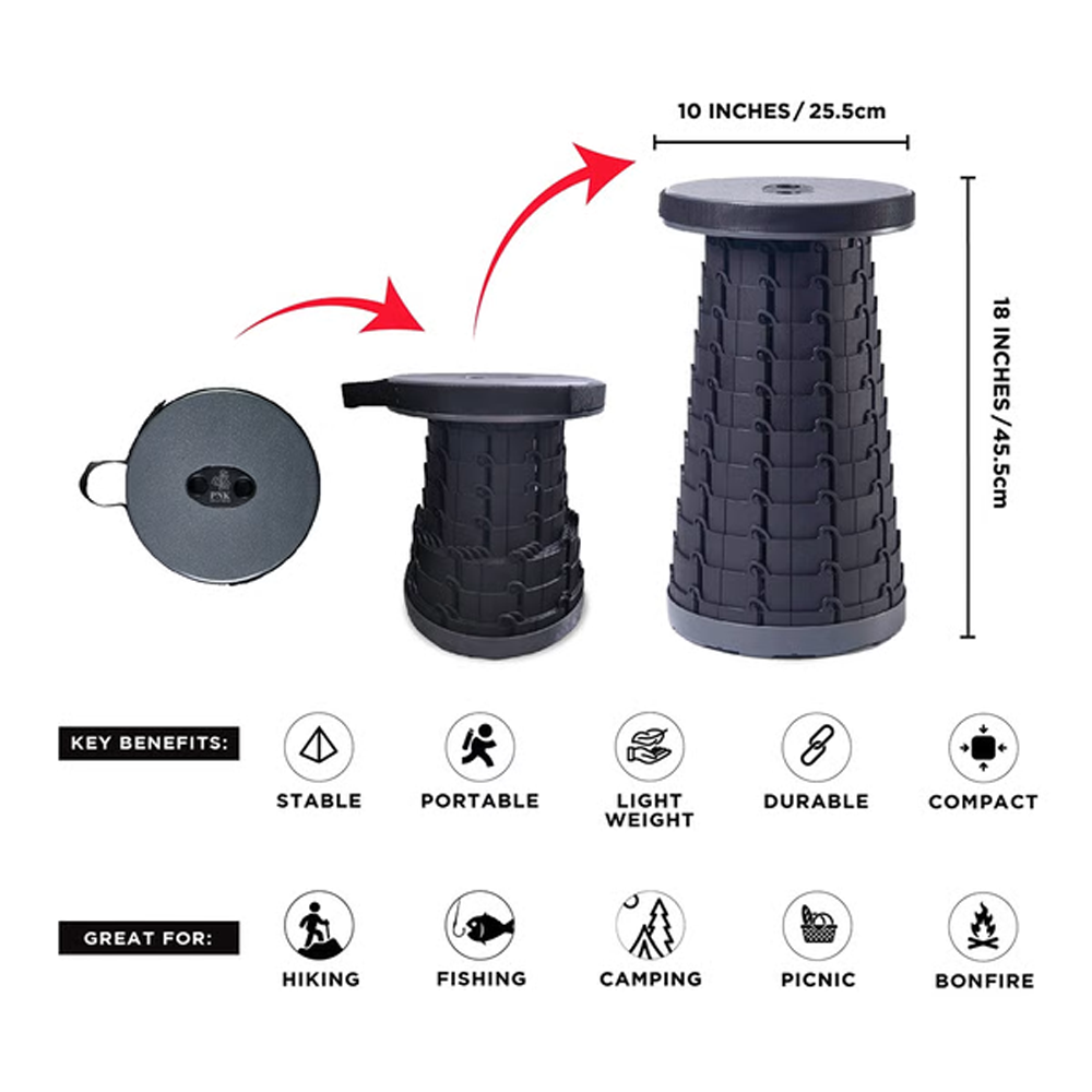 Portable Telescopic Outdoor Stool black
