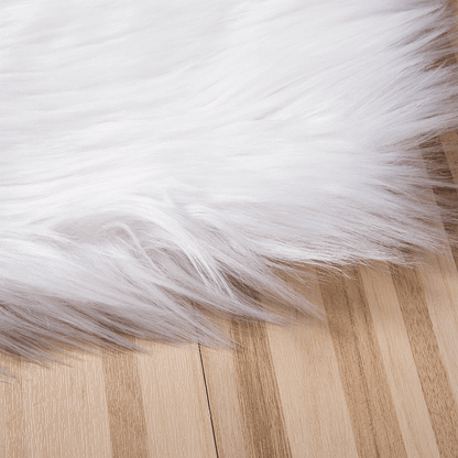 Heart Shaped Area Rug, Plush Faux-Fur Carpet For Living Room & Bedroom, Home Decor white