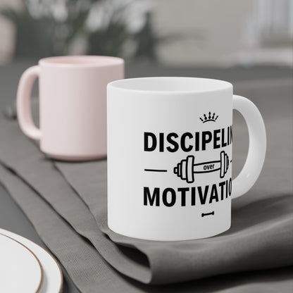 Discipline Over Motivation Coffee Mug — Fitness Motivational Gym Gift