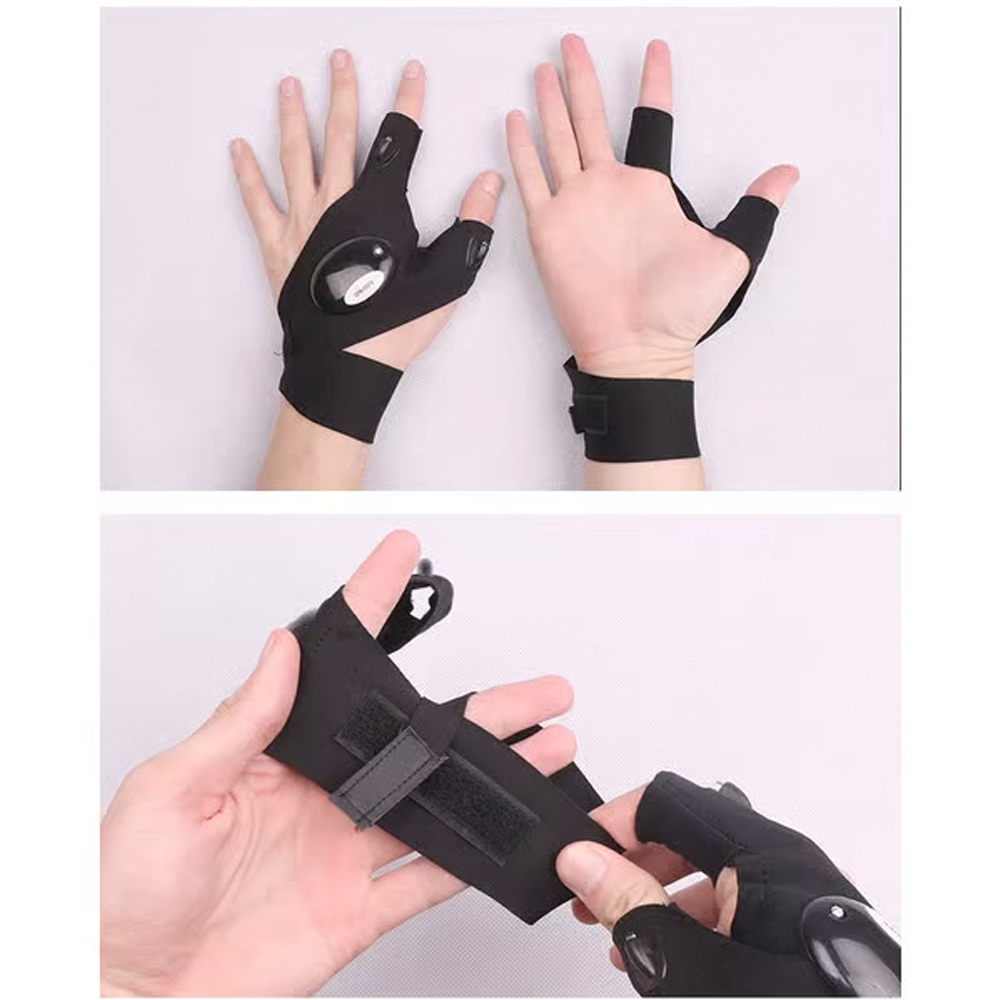 LED Flashlight Waterproof Gloves  Practical Durable Fingerless Gloves  5