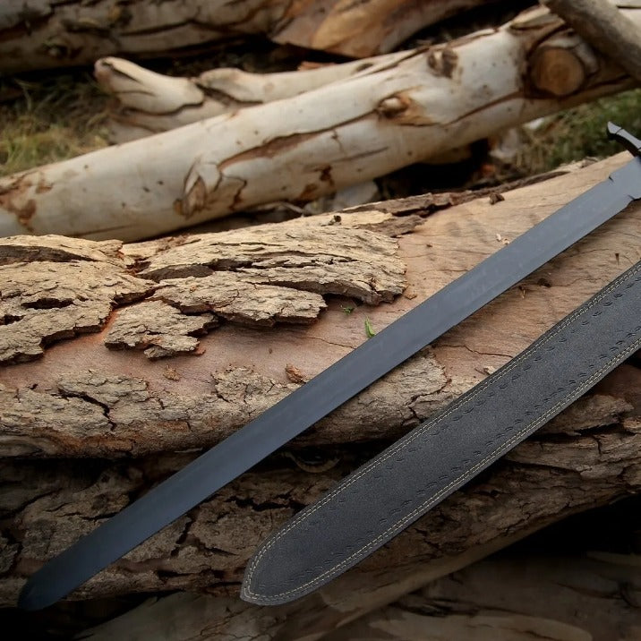CUSTOM HAND FORGED CARBON STEEL POWDER CODING VIKING LONG SWORD WITH SHEATHjpeg