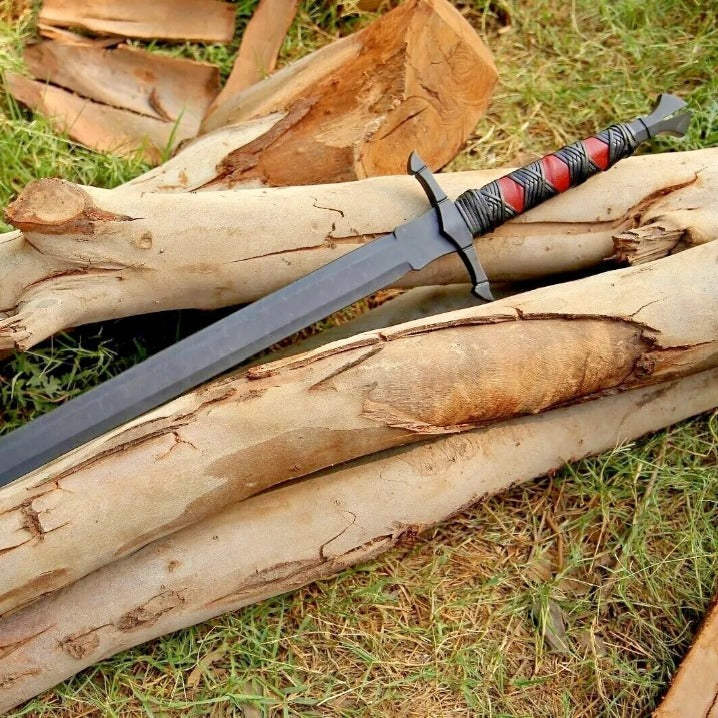 36" Custom Hand Forged Carbon Steel Viking Long Sword With Sheath