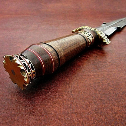 Custom Handmade Damascus Steel Hunting Dagger Knife With leather Sheath buyjpg