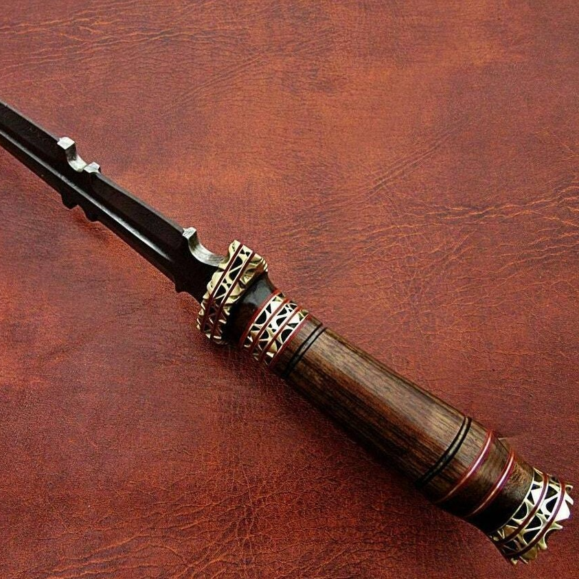 Custom Handmade Damascus Steel Hunting Dagger Knife With leather Sheath hainjpg