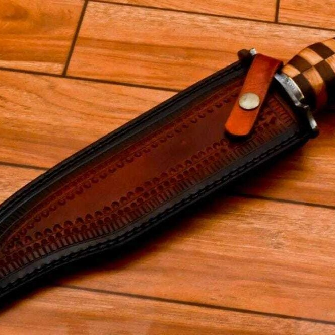 CUSTOM HANDMADE DAMASCUS HUNTING BOWIE KNIFE WOOD HANDLE buyjpg