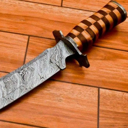 CUSTOM HANDMADE DAMASCUS HUNTING BOWIE KNIFEjpg