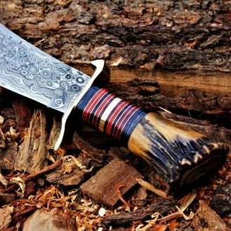 Aladdin Knife GIFT  Stag Crown Handle Spartan Knife Damascus Steel Blade for sale for nowjpg