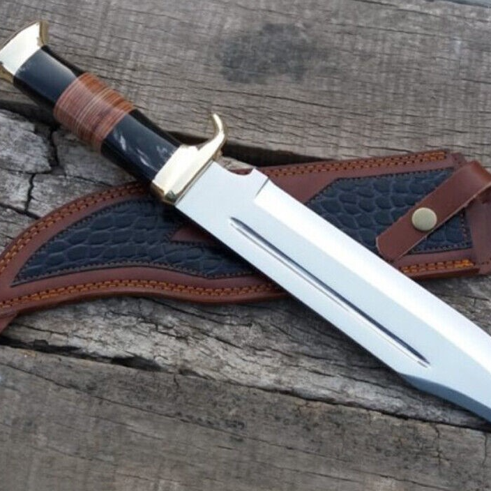 18 Custom Handmade Carbon Steel Crocodile Dundee Bowie Knife  Leather Sheath buyjpg