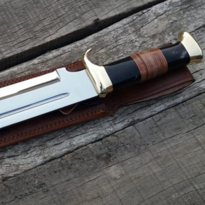 18 Custom Handmade Carbon Steel Crocodile Dundee Bowie Knife  Leatherjpg
