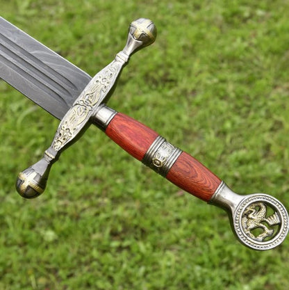 Saint George the Dragon Slayer Damascus Steel Sword  Medieval Inspired Collectible Deco 2jpg