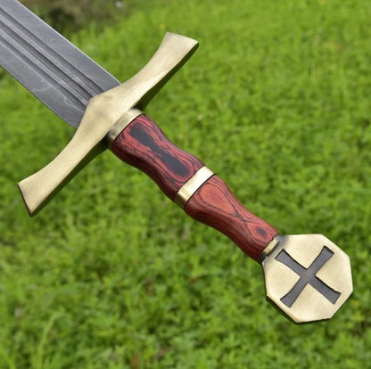 Holy Knight Descendant Damascus Steel Templar Sword  Collectible Hand Fjpg