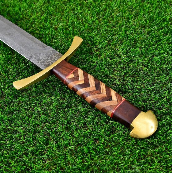 Heathen Army Damascus Steel Sword  Pattern Welded Steel Hand Forged Historical R 3jpg