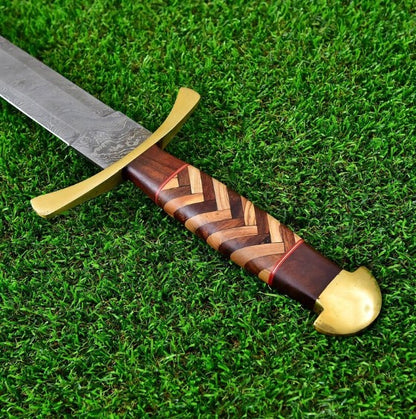 Heathen Army Damascus Steel Sword  Pattern Welded Steel Hand Forged Historical R 3jpg