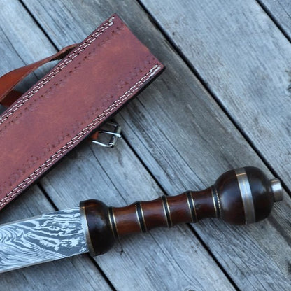 Hunt For Life  Legio XV Apollinaris Damascus Steel Roman Gladius Sword 6jpg