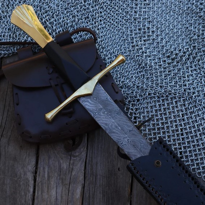New Horizons Collectible TemplarStyle Sword  Hand Forged Damascus Steel Mediejpg