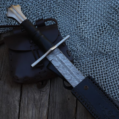 Celestial Dance Damascus Steel Sword  Medieval Hand Forged Templar Inspire 2jpg
