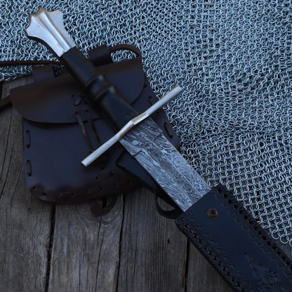 Celestial Dance Damascus Steel Sword  Medieval Hand Forged Templar Ins 3jpg