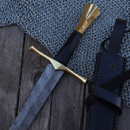 New Horizons Collectible Templar-Style Sword Hand Forged Damascus Steel