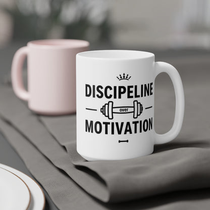 Discipline Over Motivation Coffee Mug — Fitness Motivational Gym Gift