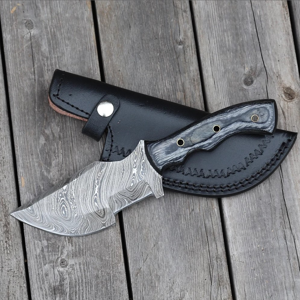 Blue Lagoon Damascus Steel Tracker Knife Collectible Full Tang Hand Forged Blended Steel Outdoor Hunting Knife