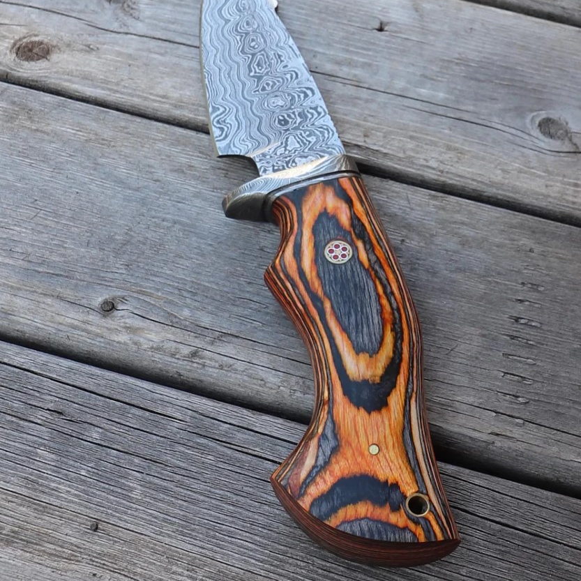 Fear of The Dark Damascus Steel Fixed Blade Knife for slaejpg