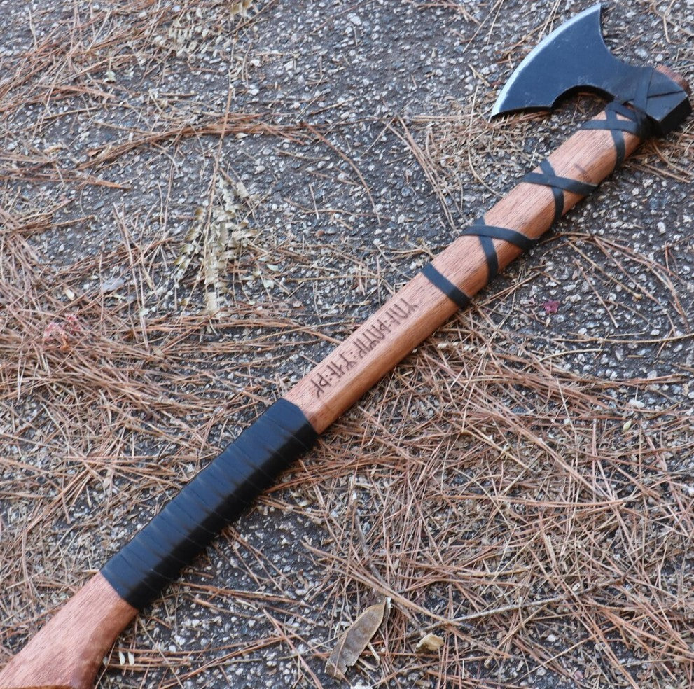 Wolf Heathen Viking War Axe Norse Inspired Medieval Reenactment Functioning Replica Battle Style Axe