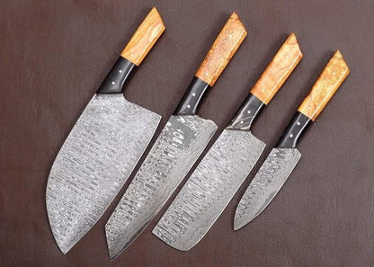 Personalized Gift Damascus Chef Set for Mom