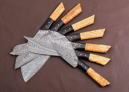 Personalized Gift Damascus Chef Set for Mom