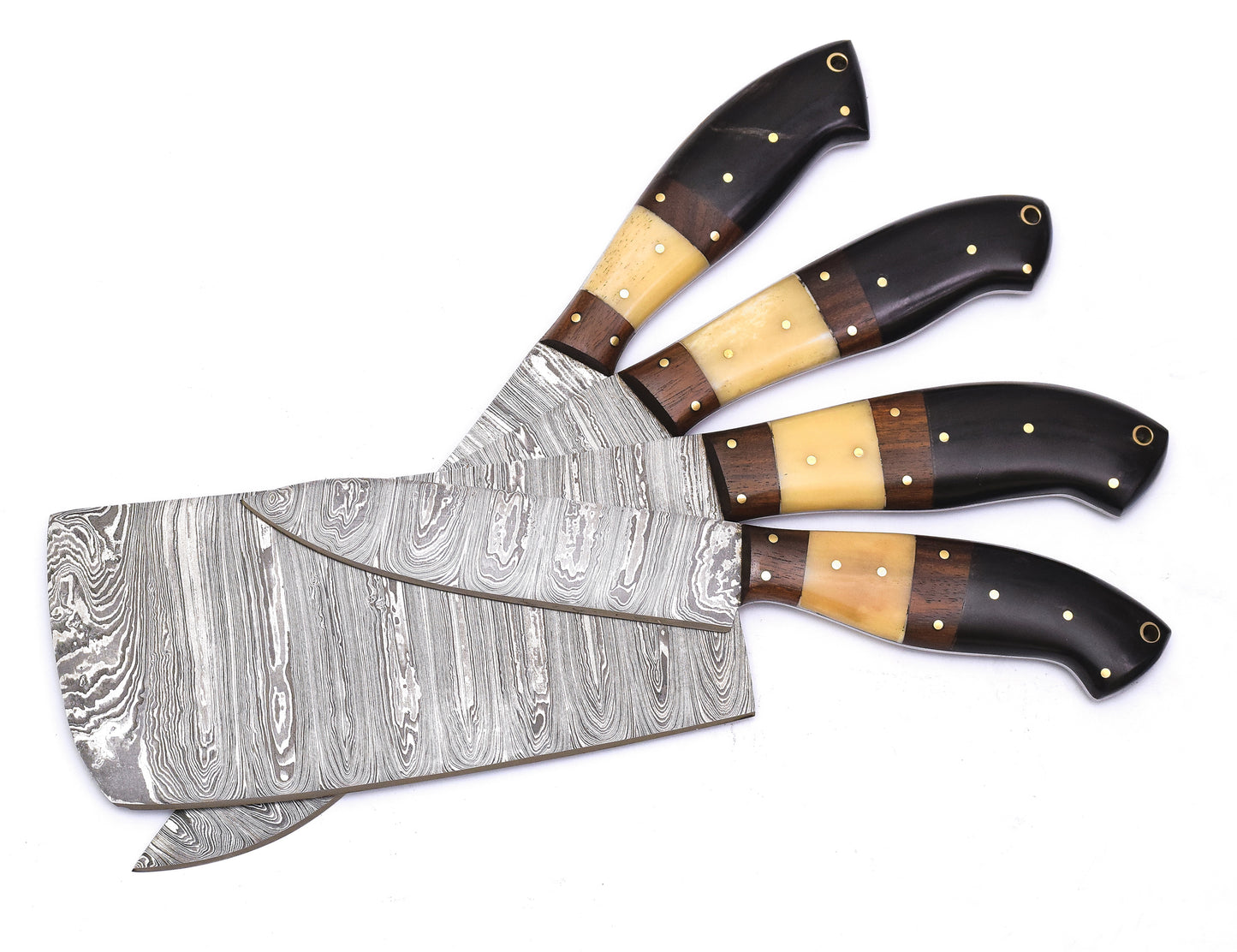 Custom Handmade Damascus Chef Set of 4 Pieces