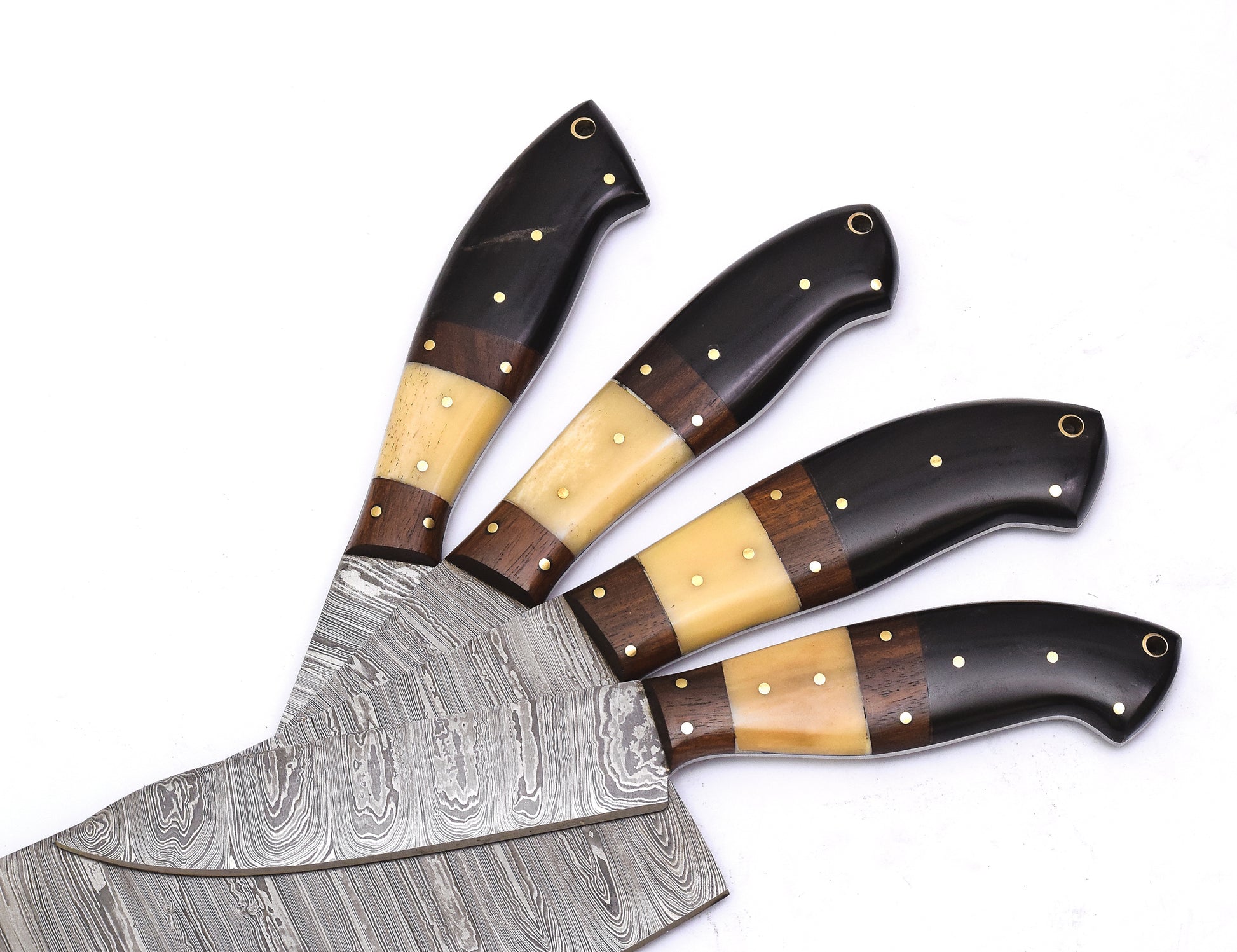 Custom Handmade Damascus Chef Set of 4 Pieces