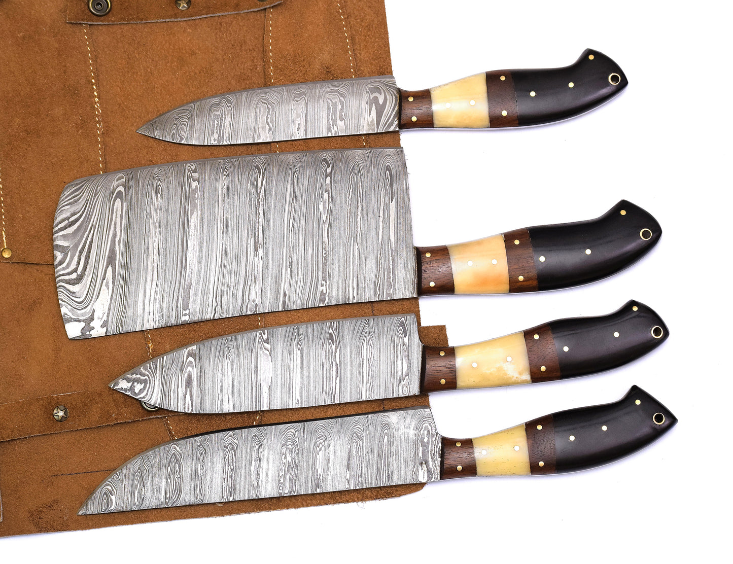 Custom Handmade Chef Set, Damascus Chef Set Of 4 Pieces , Handmade Damascus Chef Set ,Personalized Gift For Mother