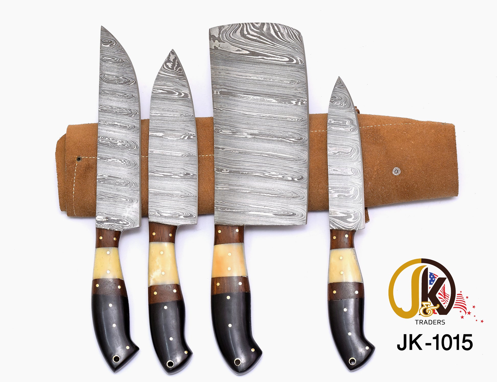 Custom Handmade Damascus Chef Set of 4 Pieces