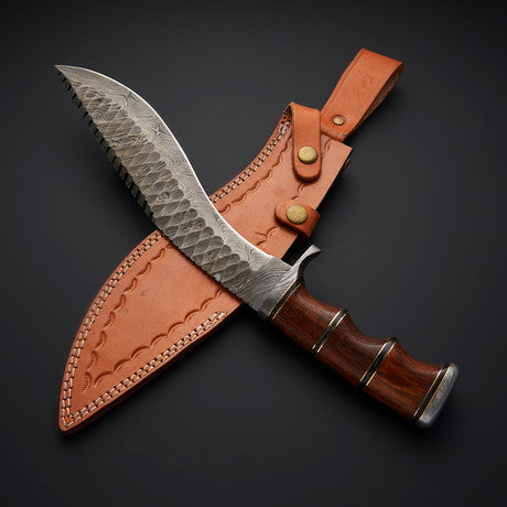 Damascus Steel knife, Hunting knife with sheath, fixed blade Camping knife, Bowie knife, Handmade Knives, Gifts For Men