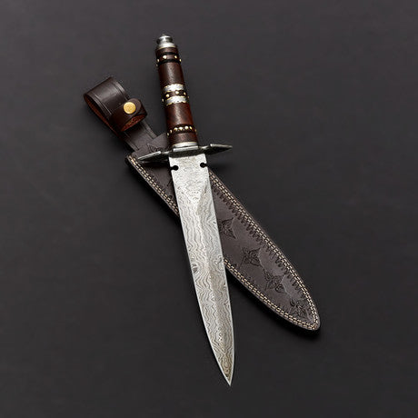 Damascus Steel knife, Hunting knife with sheath, fixed blade Camping knife, Bowie knife, Handmade Knives, Gifts For Men