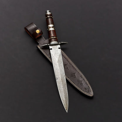 Damascus Steel knife, Hunting knife with sheath, fixed blade Camping knife, Bowie knife, Handmade Knives, Gifts For Men