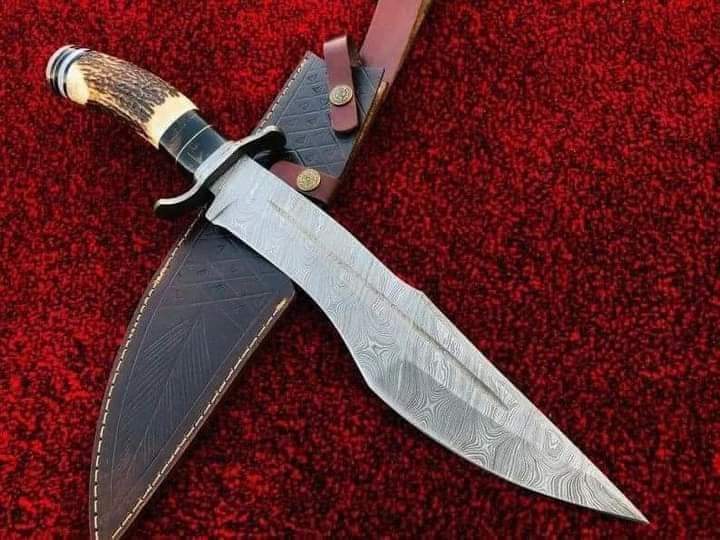 Damascus Steel Hunting Knife with Sheath near me