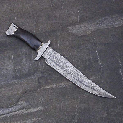 Damascus Steel knife, Hunting knife with sheath, fixed blade Camping knife, Bowie knife, Handmade Knives, Gifts For Men