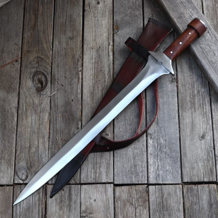 Conceptualized Ache Full Tang Strong Viking Sword - Functioning Replica Peened and Pinned Tang Durable Collectible Sword