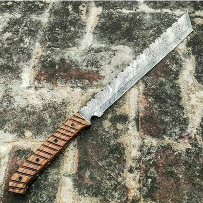 Tanto Short Sword, Damascus Tanto Sword, Hunting Sword, Viking Sword Rose Wood Handle