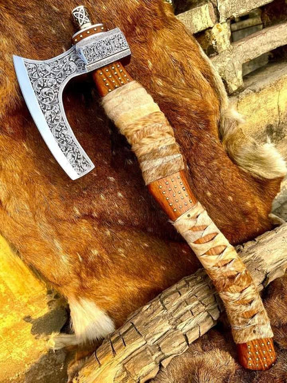 Carbon Steel Bearded Axe with Custom Engraving