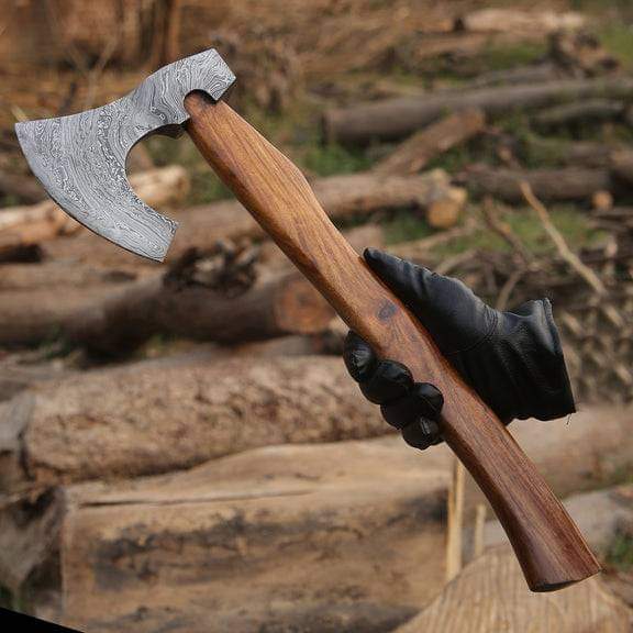 hunting axe, viking axe, with rose wood, engraved cutting axe, anniversary gifts for her, gifts for him, camping axes